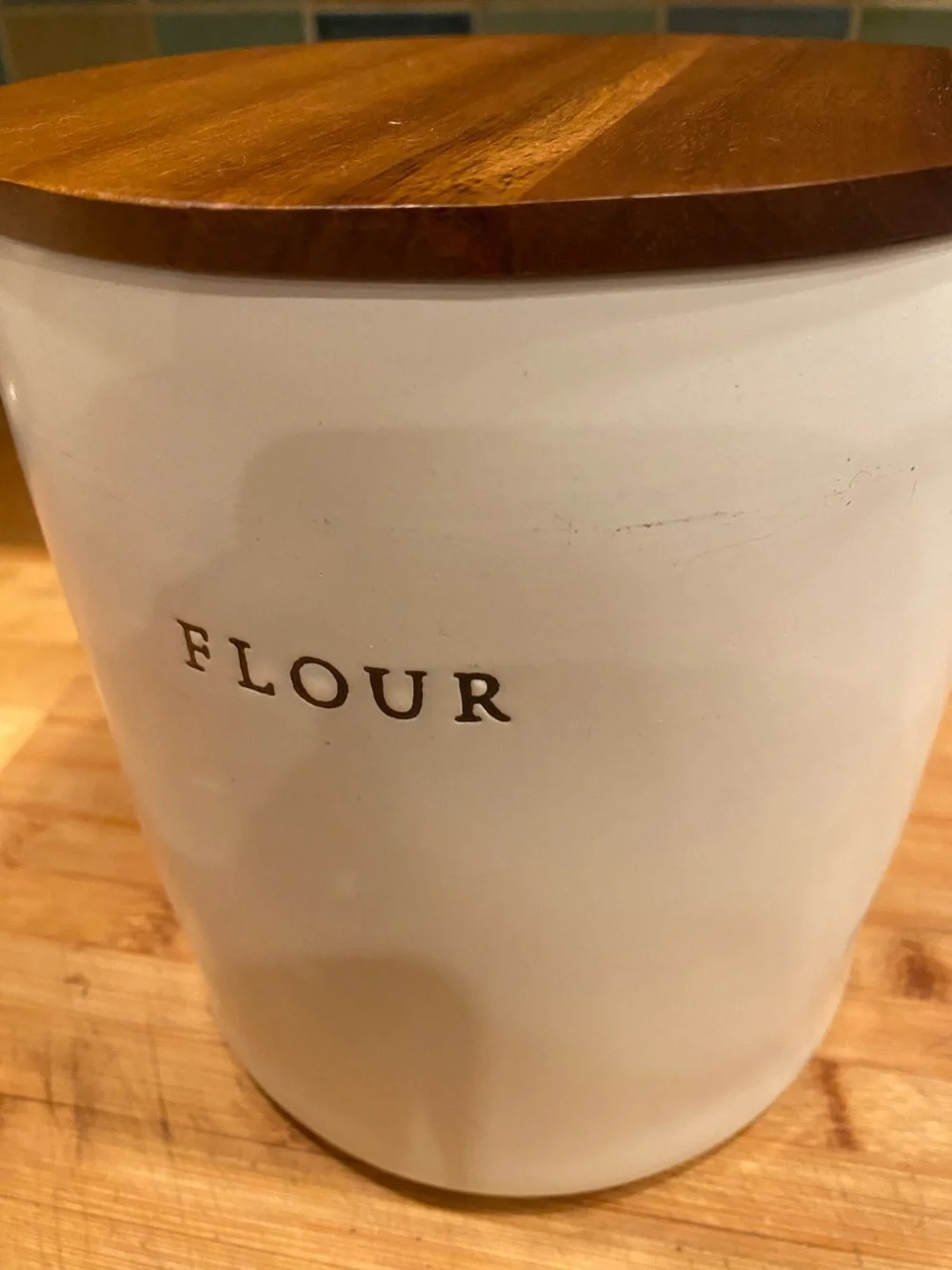Hearth & Hand Magnolia ~FLOUR ~ Stoneware Canister w/ Wood Lid discontinued